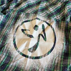 Zumba Green and Blue Plaid button down